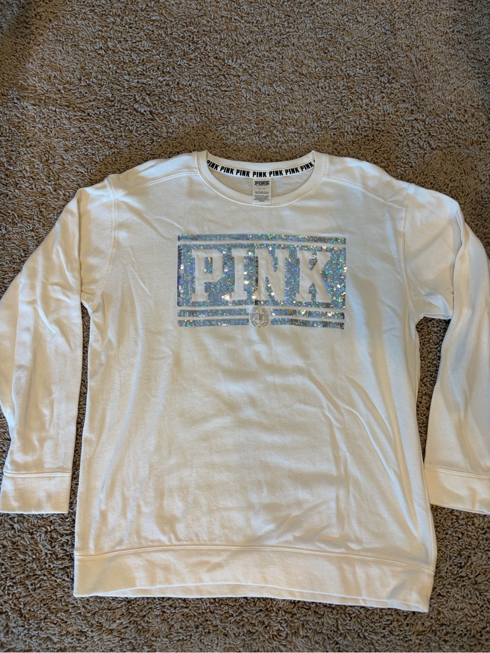 Victoria’s Secret PINK Iridescent Sequin Cream Size Medium